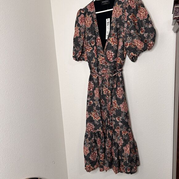 MinkPink Revolve Mehdya Floral Wrap Midi Dress Sz XSmall NWT - Picture 3 of 11